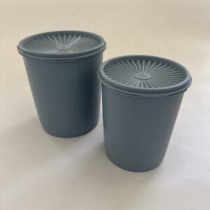 Vintage Tupperware Nesting Canisters Set of 2 With Lid Light Blue Farmhouse READ